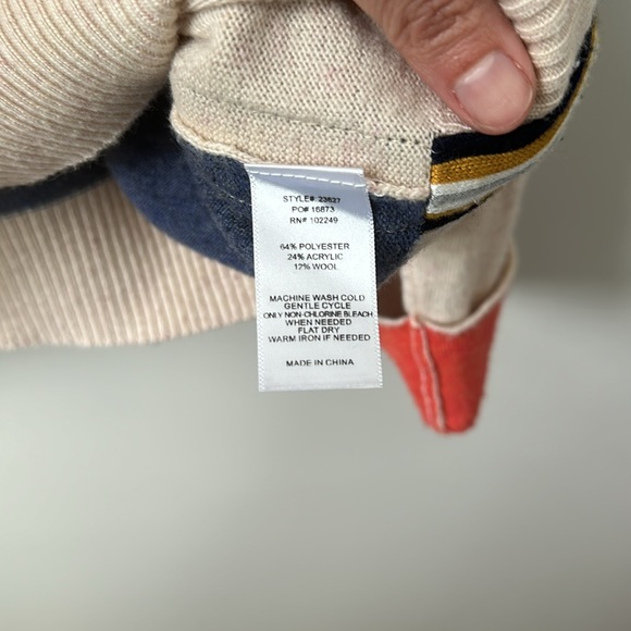 Skies Are Blue color block wool blend lightweight sweater M - Picture 6 of 8